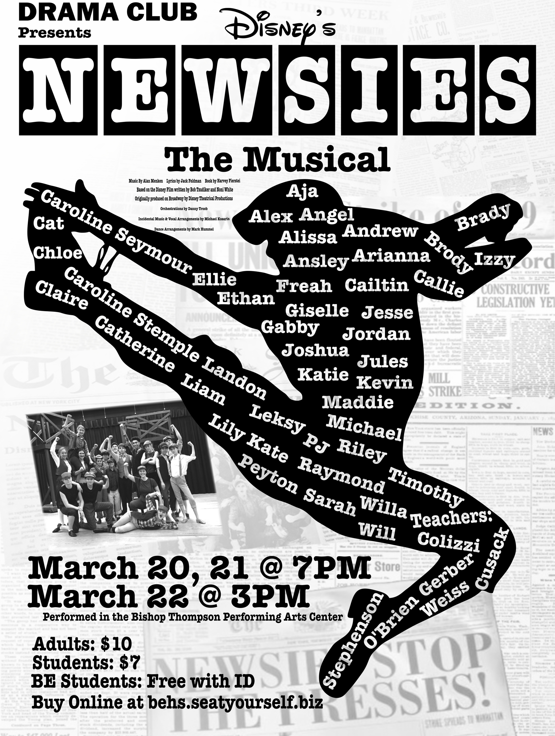 Newsies At Bishop England High School Performances March To March 22 Cover